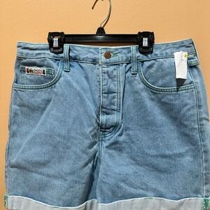 Cross Colours Light Wash Denim Shorts - Light Blue